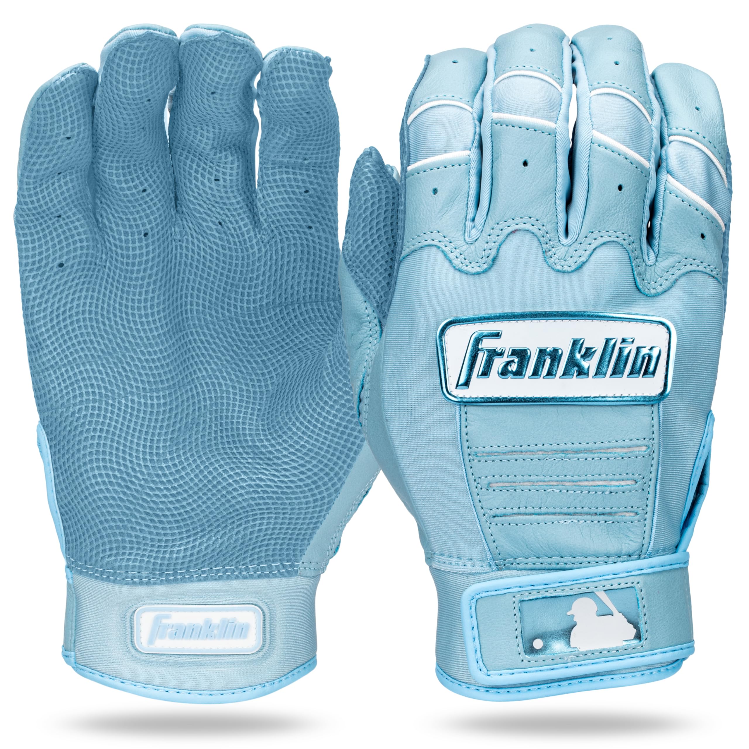 Photo 1 of Franklin Sports MLB Baseball Batting Gloves - CFX Pro Adult + Youth Batting Gloves Pair - Baseball + Softball Batting Gloves - Carolina Blue Highlight - Youth Medium