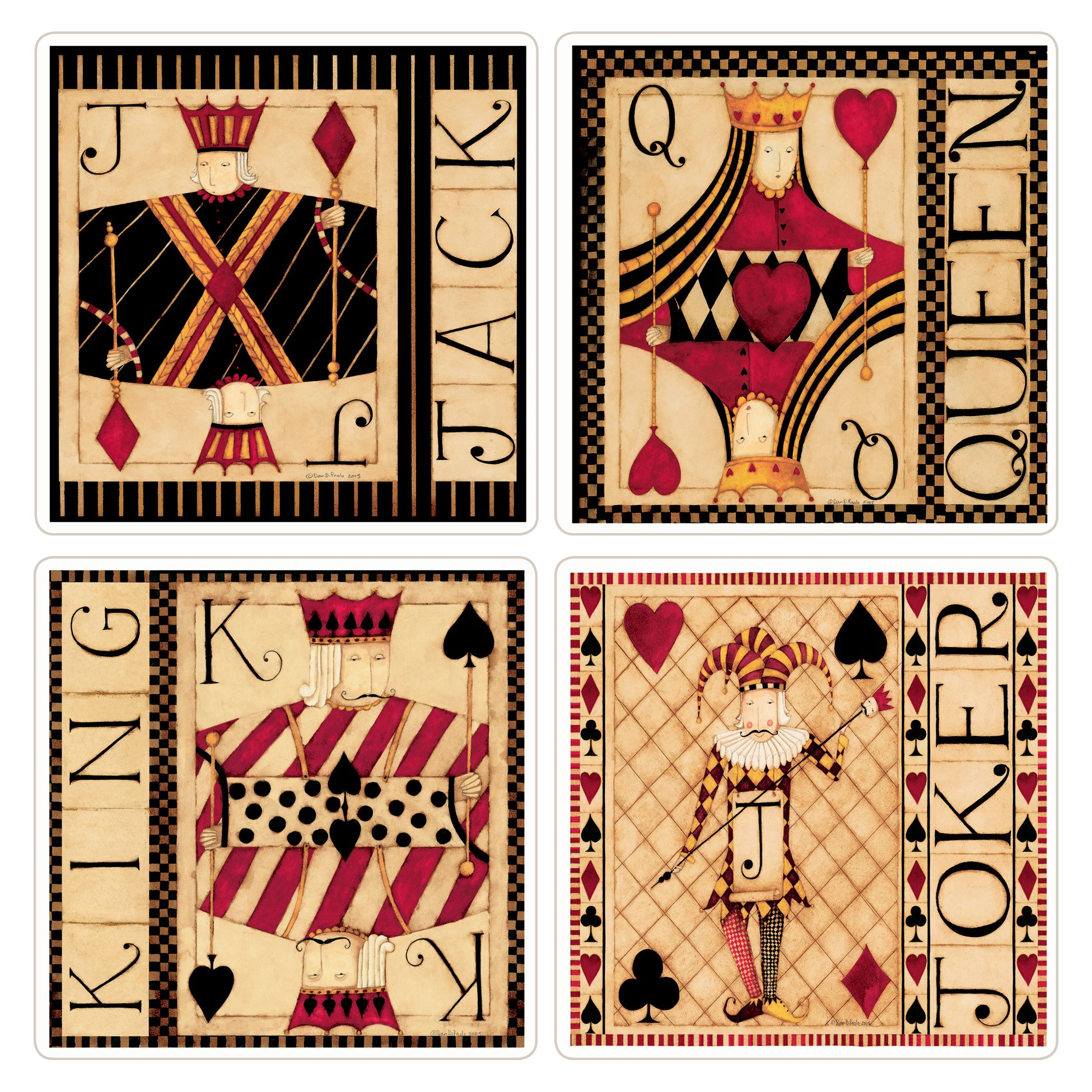Photo 1 of (one coaster is damaged) CoasterStone "Dan DiPaolo-Game Cards Collection" Absorbent Coasters, 4-1/4-Inch, Set of 4