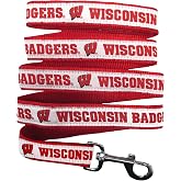 NCAA PET Leash, Large, Wisconsin Badgers, Shiny &amp; Colorful Leash for Dogs &amp; Cats Licensed by The NCAA