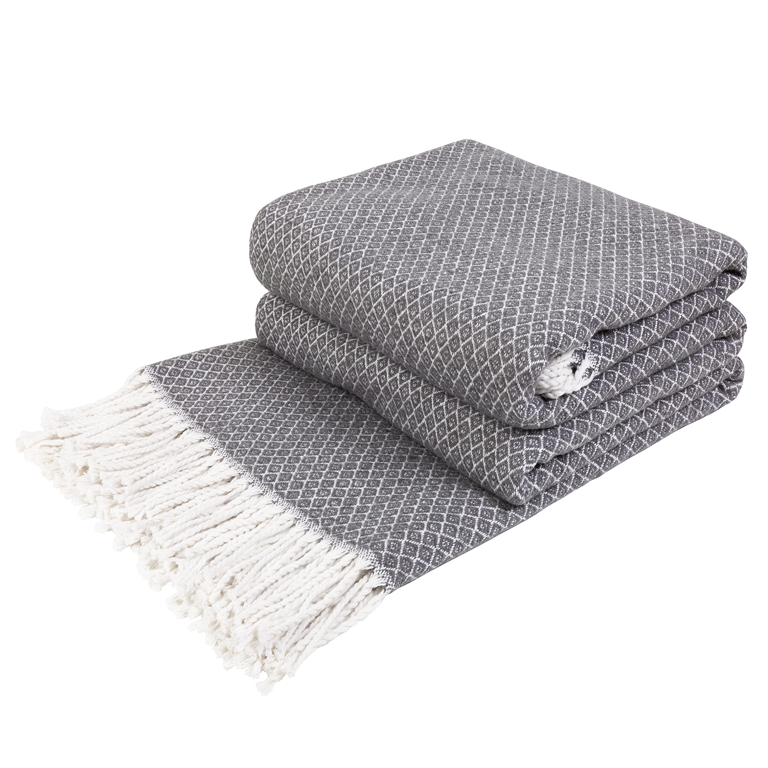 LYHome Cotton Blanket - Soft Throw for Sofas, Bed & Couch. Cosy Outdoor Blankets for Travel, Picnic & Camping. Settee Throws for Armchairs, Garden Furniture (55x79 in | 140x200 cm | Grey Diamond) — image 1