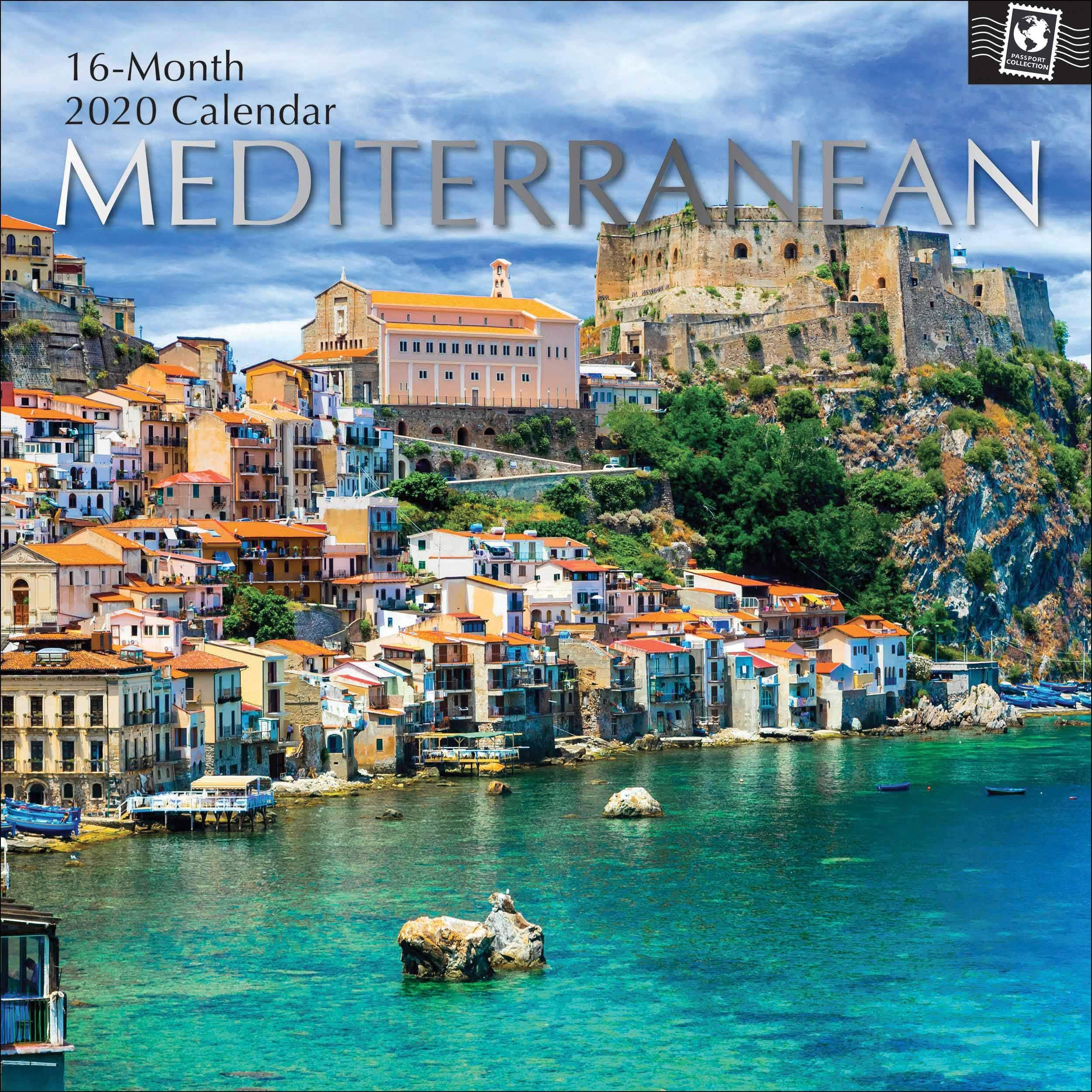 Mediterranean 16-Month 2020 Square Wall Calendar with Silver Foil Lettering from The Passport Collection by The Gifted Stationery Company (GSC19610)