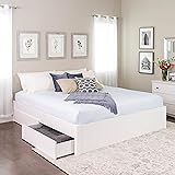 King Select 4-Post Platform Bed with 4 Drawers, White