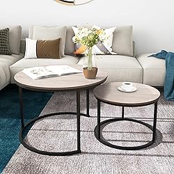 HOMERECOMMEND Round Coffee Tables Nesting Side Set