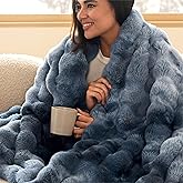 Bedsure GentleSoft Fluffy Fuzzy Tie-dye Blue Throw Blanket, Soft Cozy Fleece Faux Fur Blanket for Couch, Navy Blue Room Decor Minky Velvet Bed Cover, Thick Warm Plush Women Men Birthday Gifts