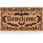 Halloween Front Door Mat with Unwelcome Design for Porch Gothic Bat Doormat | 17