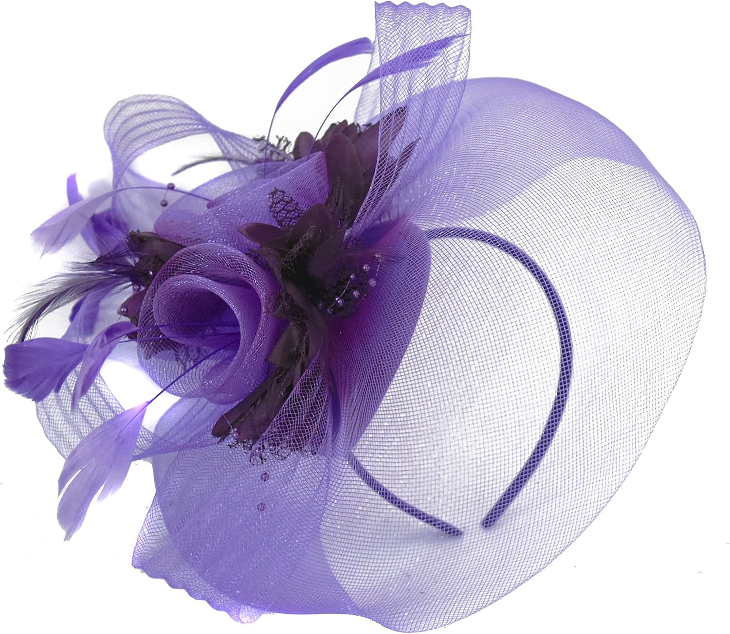 plum coloured hats and fascinators