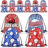 Ferraycle 24 Pcs Baseball Drawstring Goodie Bags Baseball Birthday Party Favors Sports Gift Backpack Sports Theme Drawstring Backpack for Gym Workout Celebrations Supplies