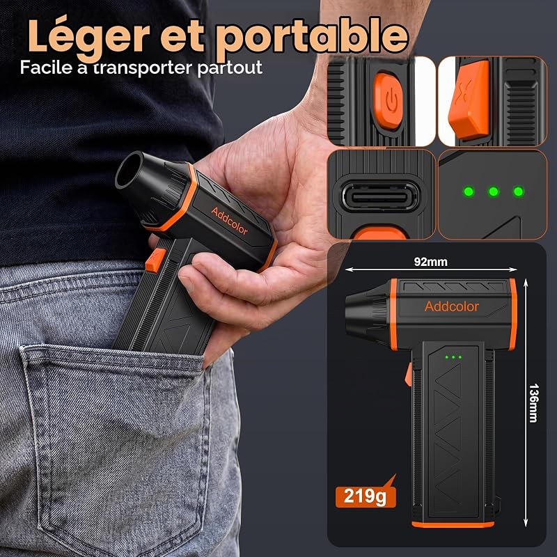Souffleur Air Comprimé,100 000 tr/min Mini Souffleur Sans Fil