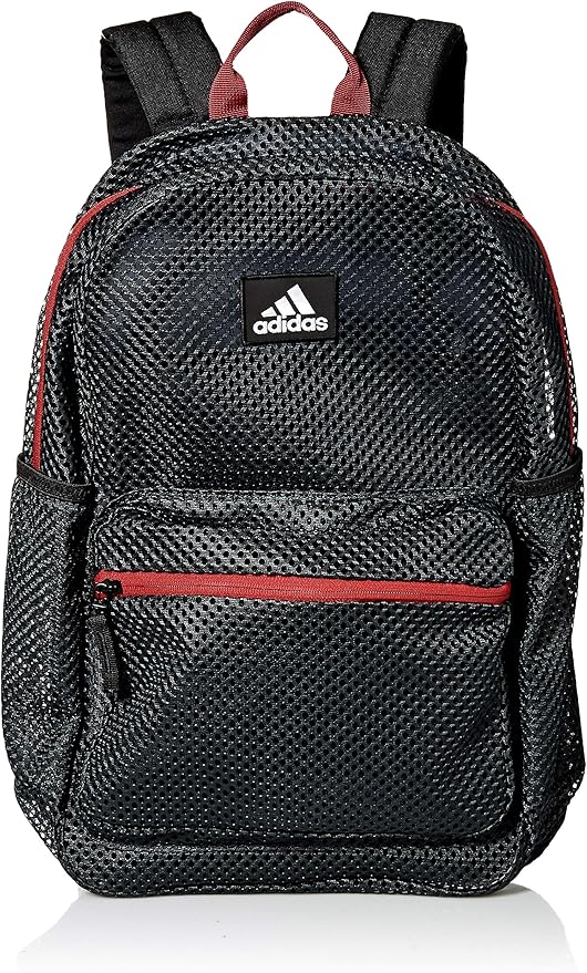 adidas Unisex Hermosa II Mesh Backpack, Carbon/Active Maroon, ONE SIZE