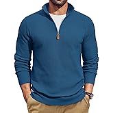 COOFANDY Men's Quarter Zip Pullover Dress Slim Fit Sweater Mock Neck Sweaters Casual Long Sleeve Pullovers