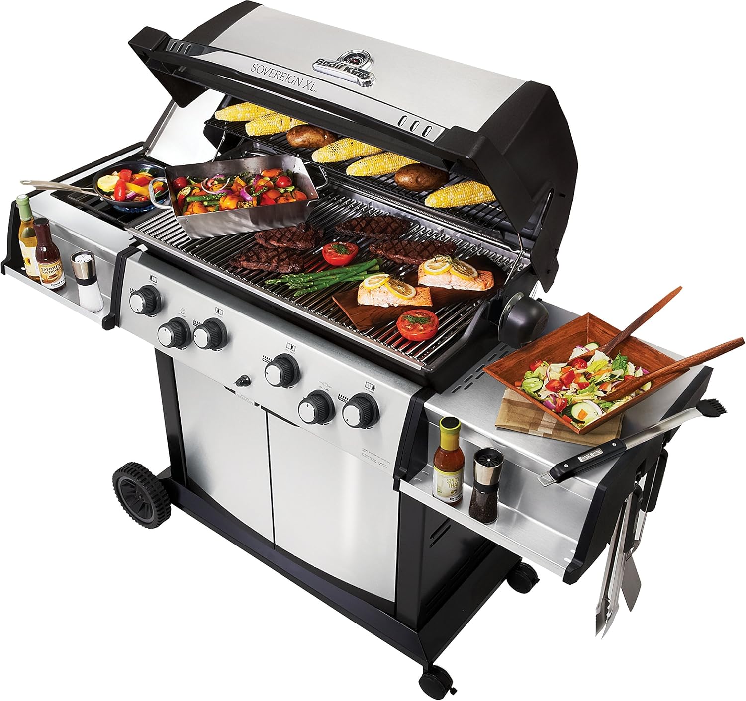 review Broil King 988844 Sovereign XLS 90 Liquid Propane Gas Grill with Side Burner and Rear Rotisserie Burner
