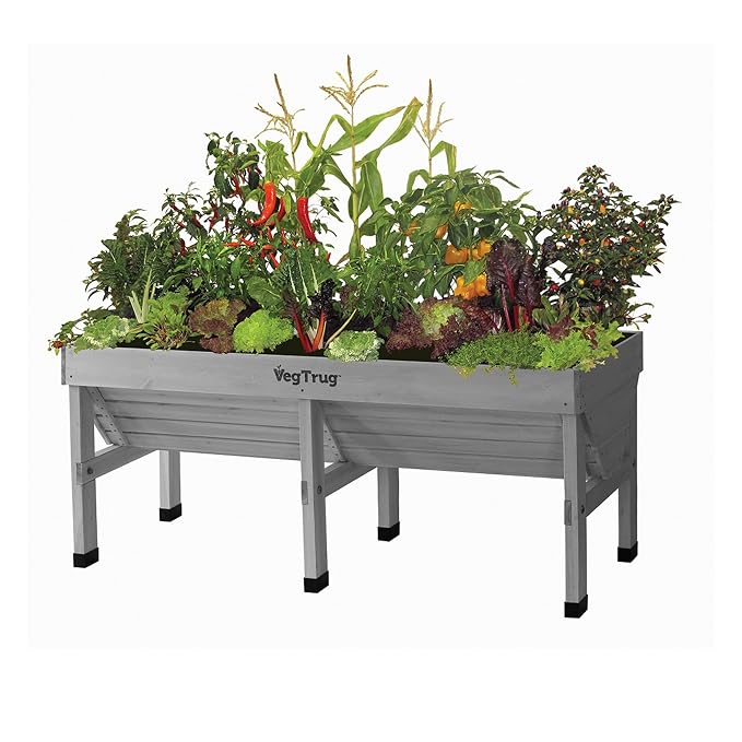 Vegtrug Medium Bancal, Grey Wash, madera de cedro, aprox. 180 x 78 ...