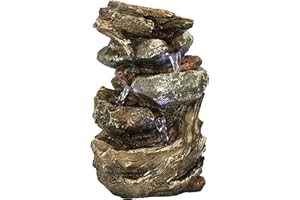 Sunnydaze Tabletop Water Fountain - 10.5 Inch Relaxing Desktop Water Fountain with LED Lights - Office, Bedroom, Living Room