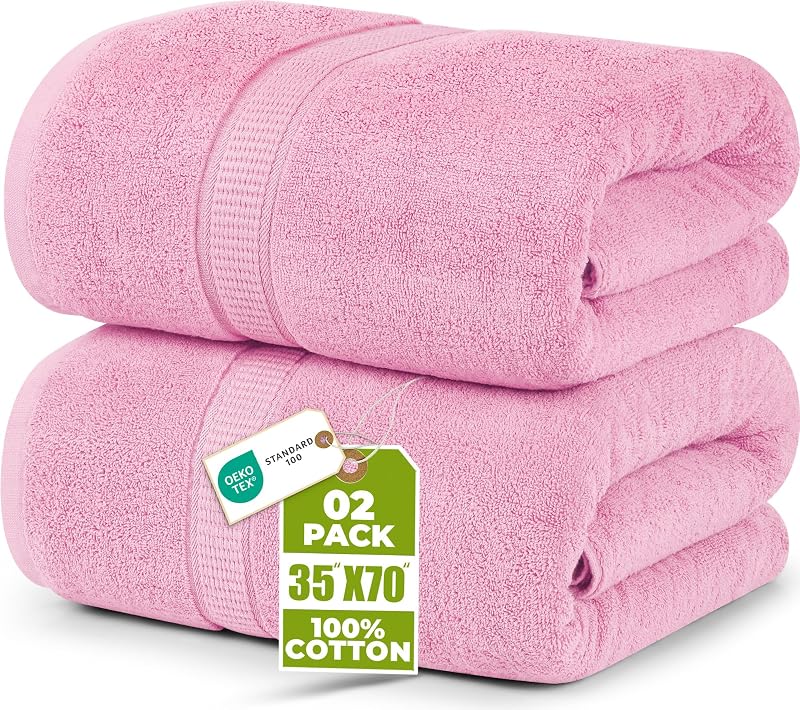 Utopia Towels Premium Jumbo Bath Sheet 90 x 180 cm 2 Pack Pink