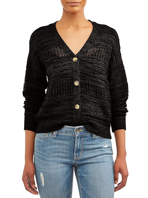 time and tru pointelle cardigan