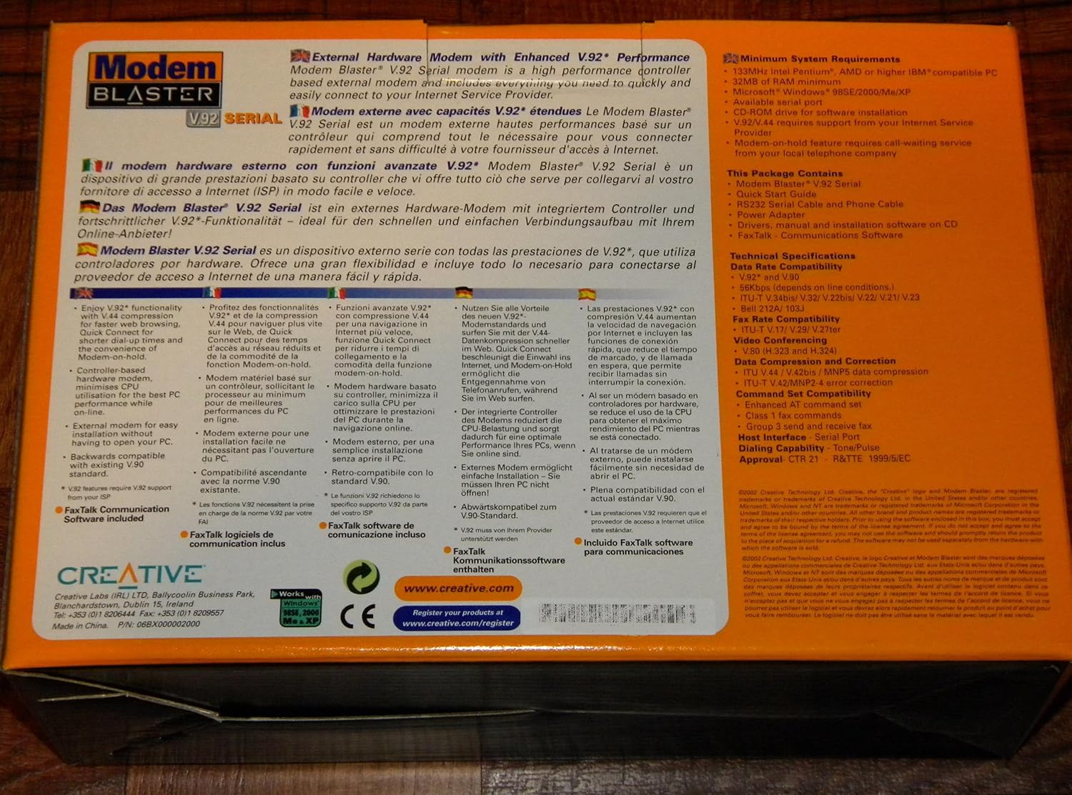 Amazon.com: Creative Modem Blaster 56K V.92 Serial External Modem (European  Edition): Computers & Accessories