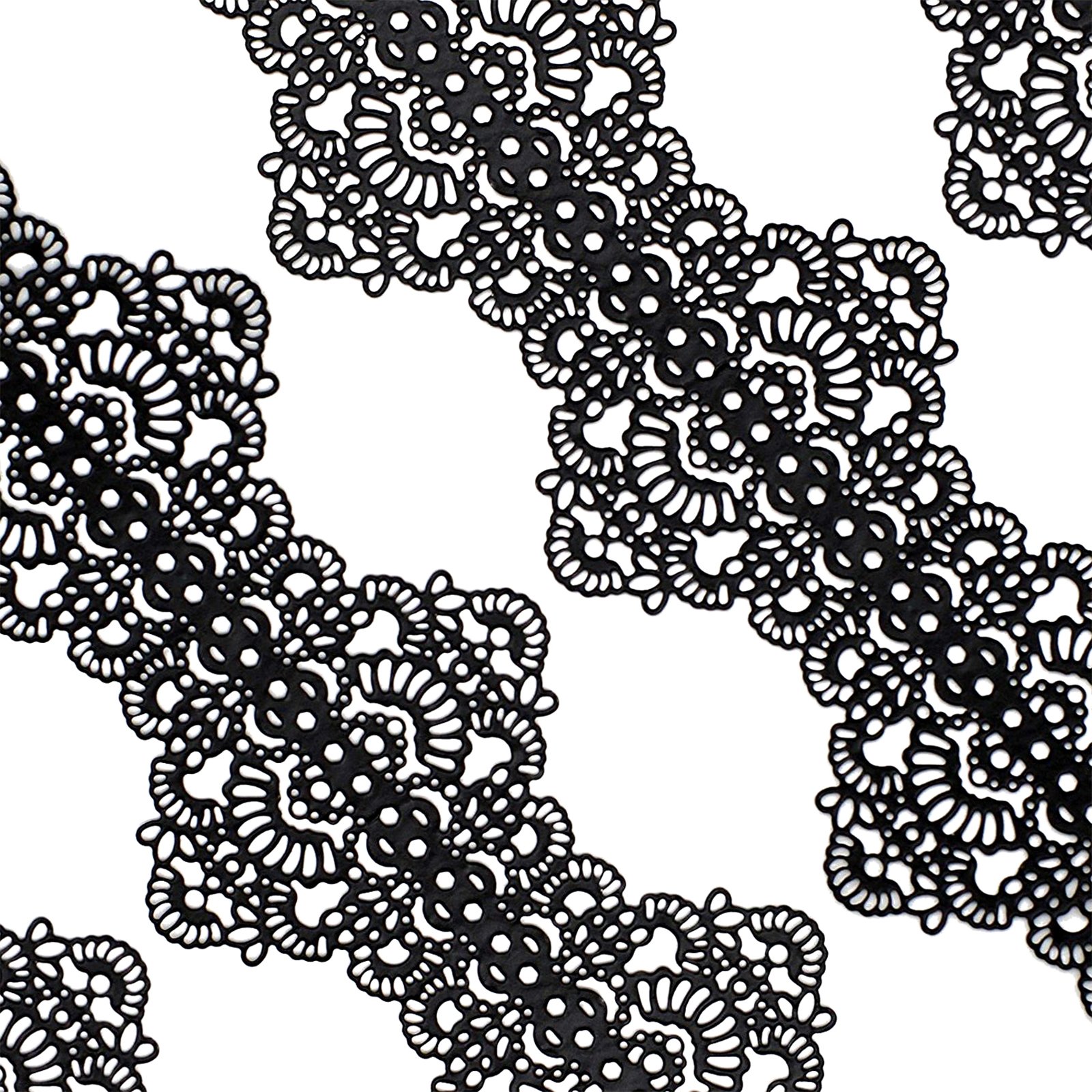 Funshowcase Large Pre-Made Ready to Use Edible Cake Lace Art Nouveau Style Applique Black 14-inch 10-piece Set