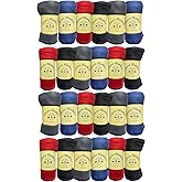 Yacht & Smith 24 Pack of Soft Fleece Blankets 50 X 60, Lightweight, Cozy Warm Throws Dark Colorful Blanket Sofa Travel Outdoor, Wholesale