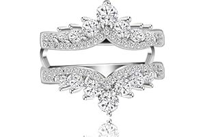 Uloveido Simulated Diamond Princess Crown Ring Wraps and Enhancers Wedding Engagement Rings Guard Enhancer