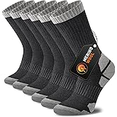 Niorasen Merino Wool Hiking Crew Socks for Men & Women, Thick Thermal Cushioned Winter Socks, Moisture-Wicking, 3 Pairs