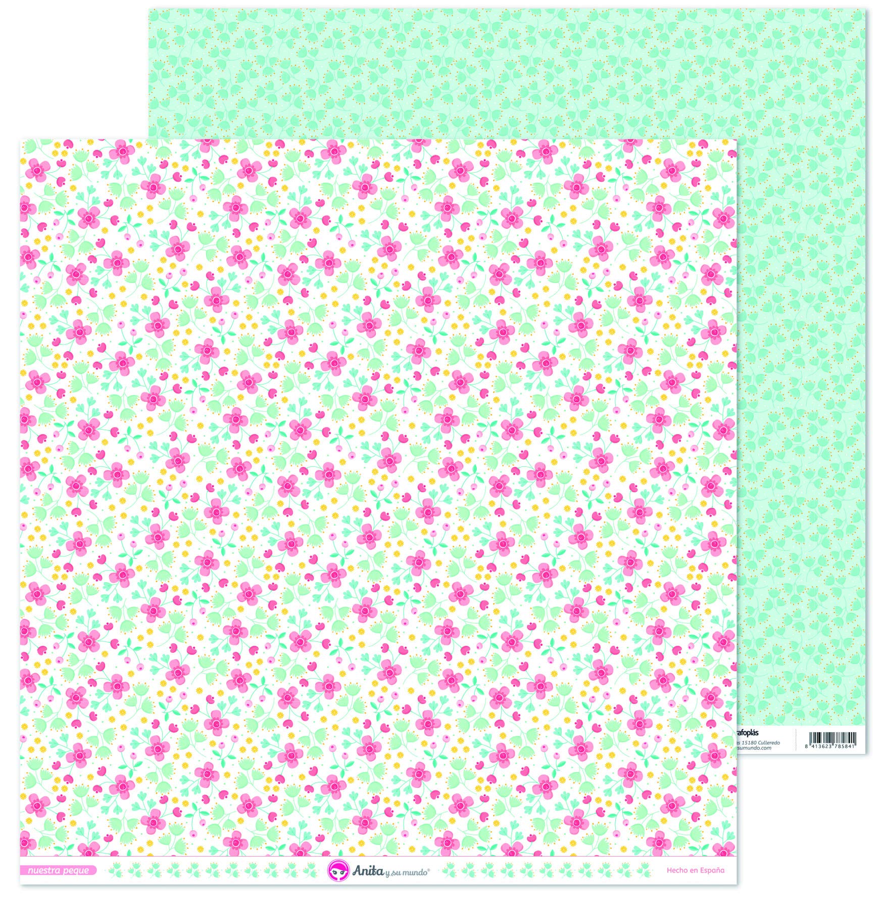 Anita and Su Mundo Collection Our Small Scrapbooking Papers, Paper, Flowers, 12" x 12"