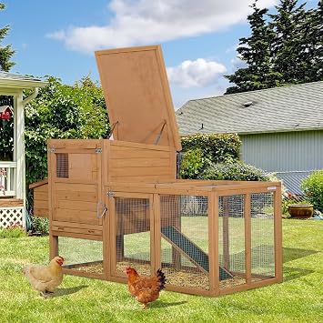 Pawhut Wooden Chicken Coop Deluxe 2 Tier Small Animal House Hen Pet Cage With Outdoor Run Ladder