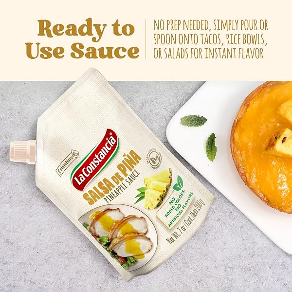 LA CONSTANCIA PINEAPPLE SALSA FRUIT SAUCE AND MARINADE SWEET TANGY PINEAPPLE DIP READY TO USE FOR TACOS RICE BOWLS SALADS AND MEAT, 7 OZ (PACK OF 1)