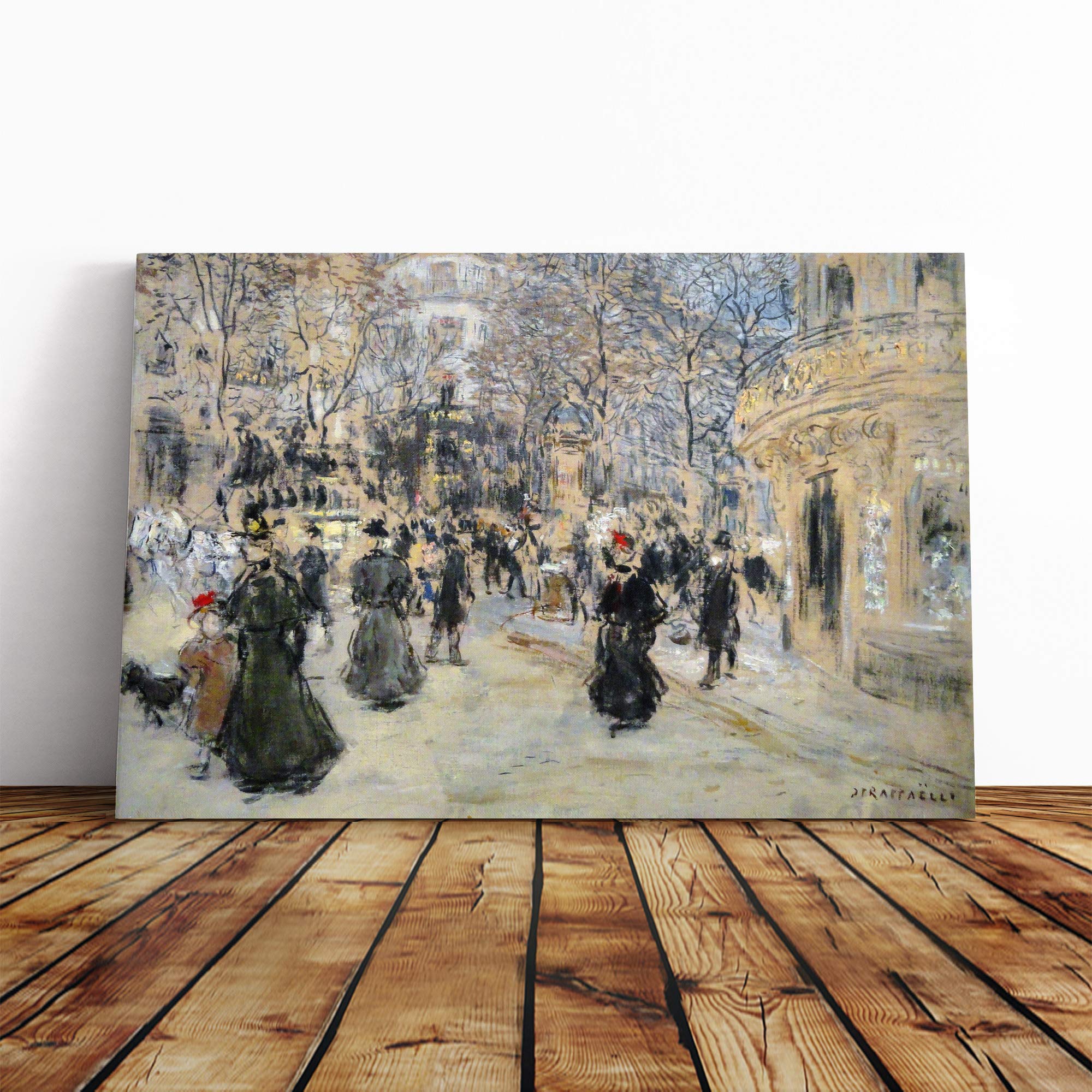 Jean-Francois Raffaelli The Boulevard Canvas Print | Gallery Wrapped 30mm Frame Wall Art | 20x14 inches | Ready to Hang | Modern Picture | Living Room Bedroom Lounge Office