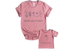Teeny Fox Raising Wildflowers Little Sunflower Mother Girl Baby Matching Outfits Cute Family Shirts