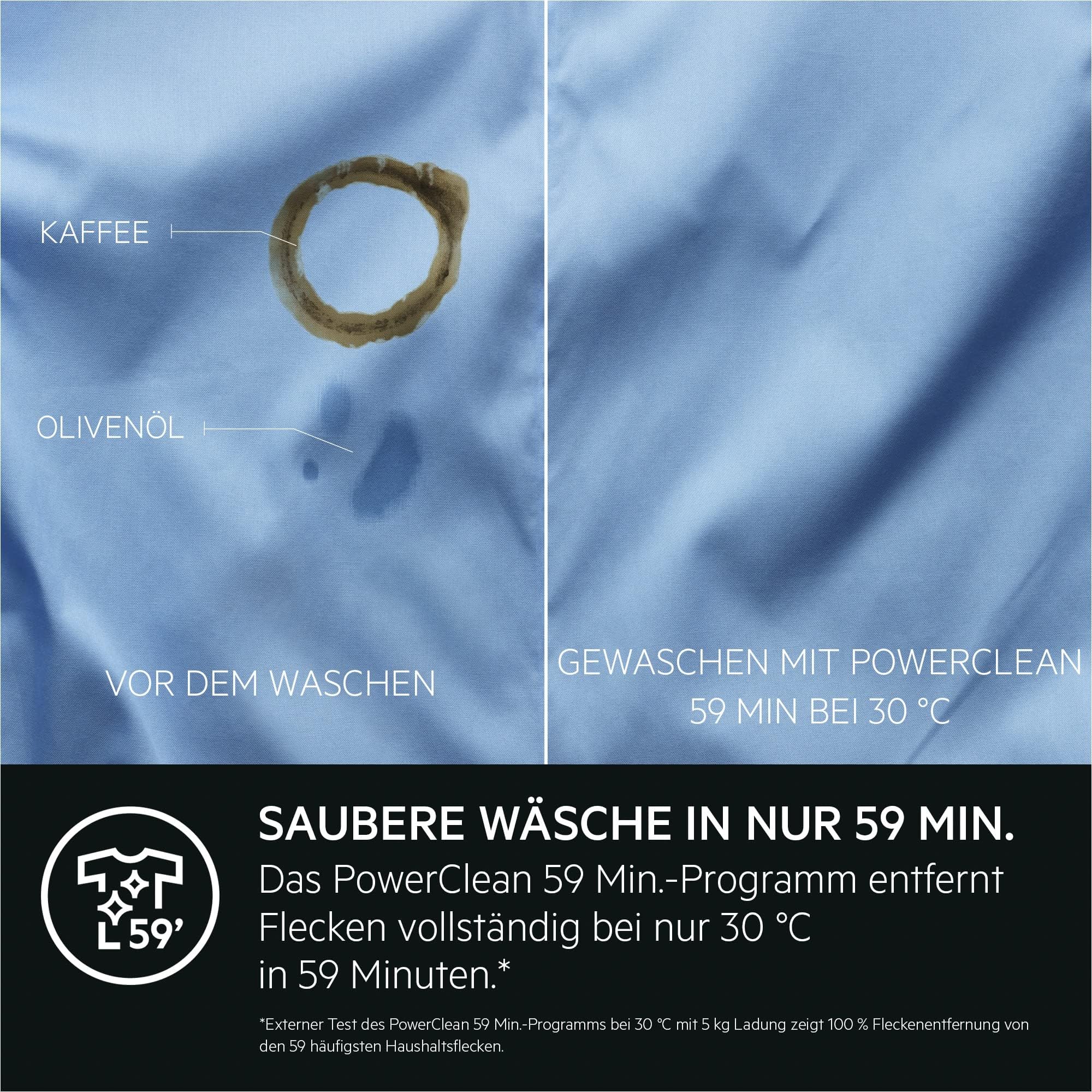 AEG Waschmaschine 9kg Serie 8000 PowerCare - Faserschonend Sauber in nur 59 Min. bei 30°C, A-10%, Dampf-Programm – Weniger Bügeln, Nachlegefunktion, Energiesparend, Wasserstopp 1400 U/min, LR8AMZ49FL 4