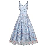 Women's Flower Embroidered Maxi Dress Long Floral