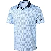 Obla Mens Golf Polo Shirts Short Sleeve Dry Fit Performance Moisture Wicking Casual Print Collared Golf Shirts for Men