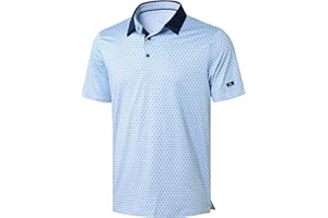 Obla Mens Golf Polo Shirts Short Sleeve Dry Fit Performance Moisture Wicking Casual Print Collared Golf Shirts for Men