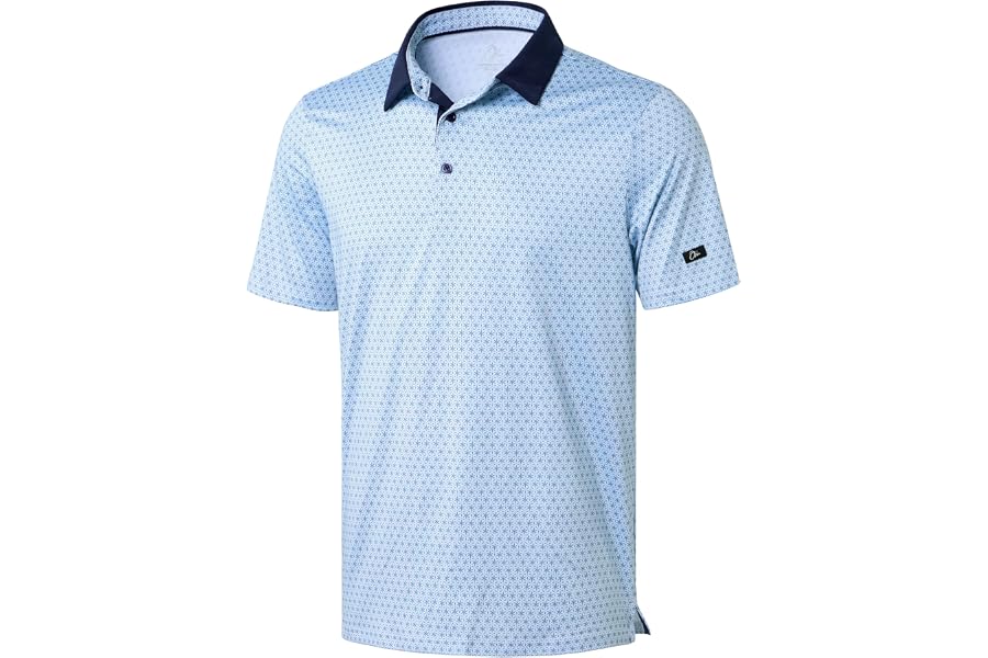 Obla Men's Golf Polo Shirts Print Short Sleeve Dry Fit Collared Shirt | Moisture Wicking, Performance, Lightweight, Casual, Polo Shirts for Men