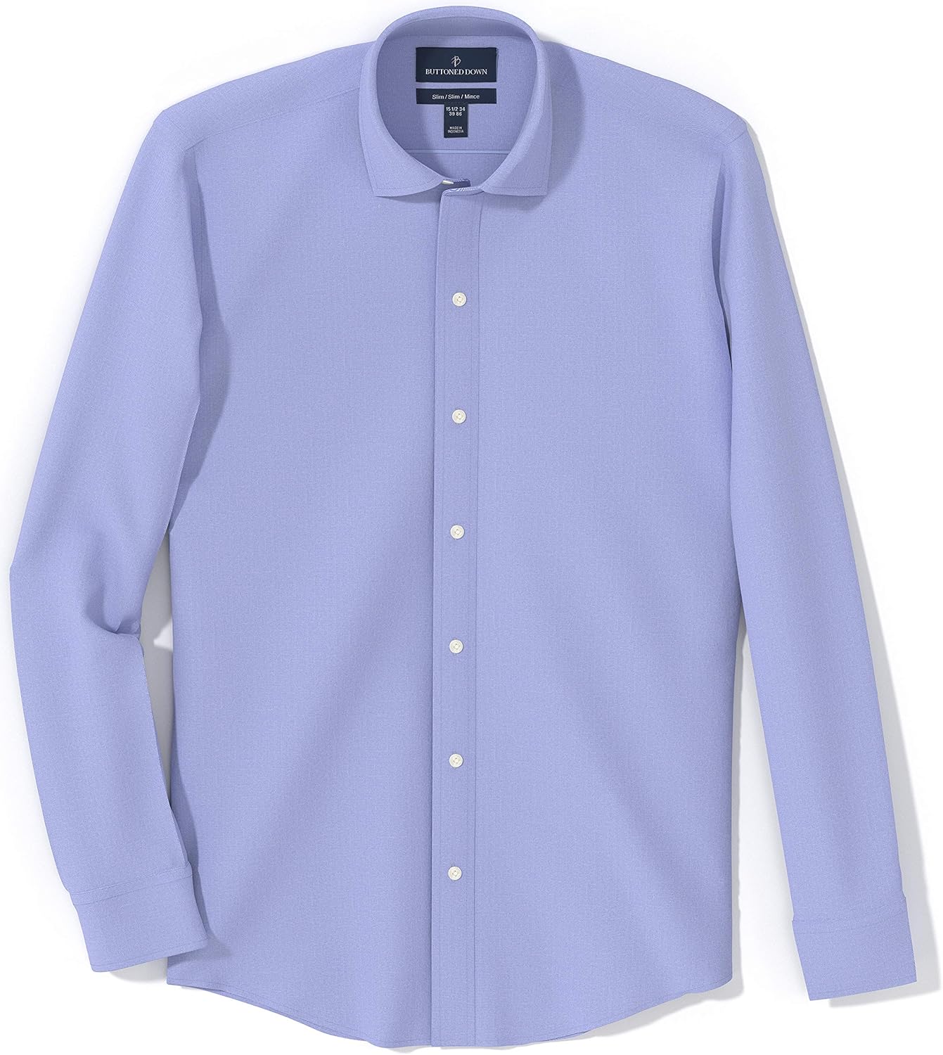  Brand - Buttoned Down Men's Slim-Fit Spread Collar Solid Pinpoint Dress Shirt, Supima Cotton Non-Iron: Clothing