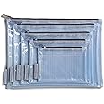 MUMI 5 Multi-Size Organizing Bags – Clear Zipper Pouches for Storage with 10 Removable Labels | Reusable Pouch Set for Office, Travel & Supplies | Plastic Zipper Bags & Mesh Organizer