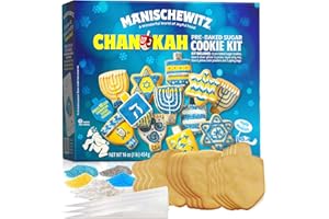 Manischewitz Chanukah Sugar Cookie Decorating Kit (12 Cookies) | Do-it-yourself, Chanukah Pre-Baked Sugar Cookies, Lots of Fun! Ready to Decorate and Eat! Yields 12 Cookies, Kosher & Fun Hanukkah Activity for the Whole Family!