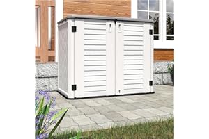 HOMSPARK Storage Shed Weather Resistance, Multi-Purpose Outdoor Storage Cabinet for Backyards and Patios, 26 Cu.ft Capacity Horizontal Storage Shed for Bike, Lawnmower, Trash Cans, Patio Accessories