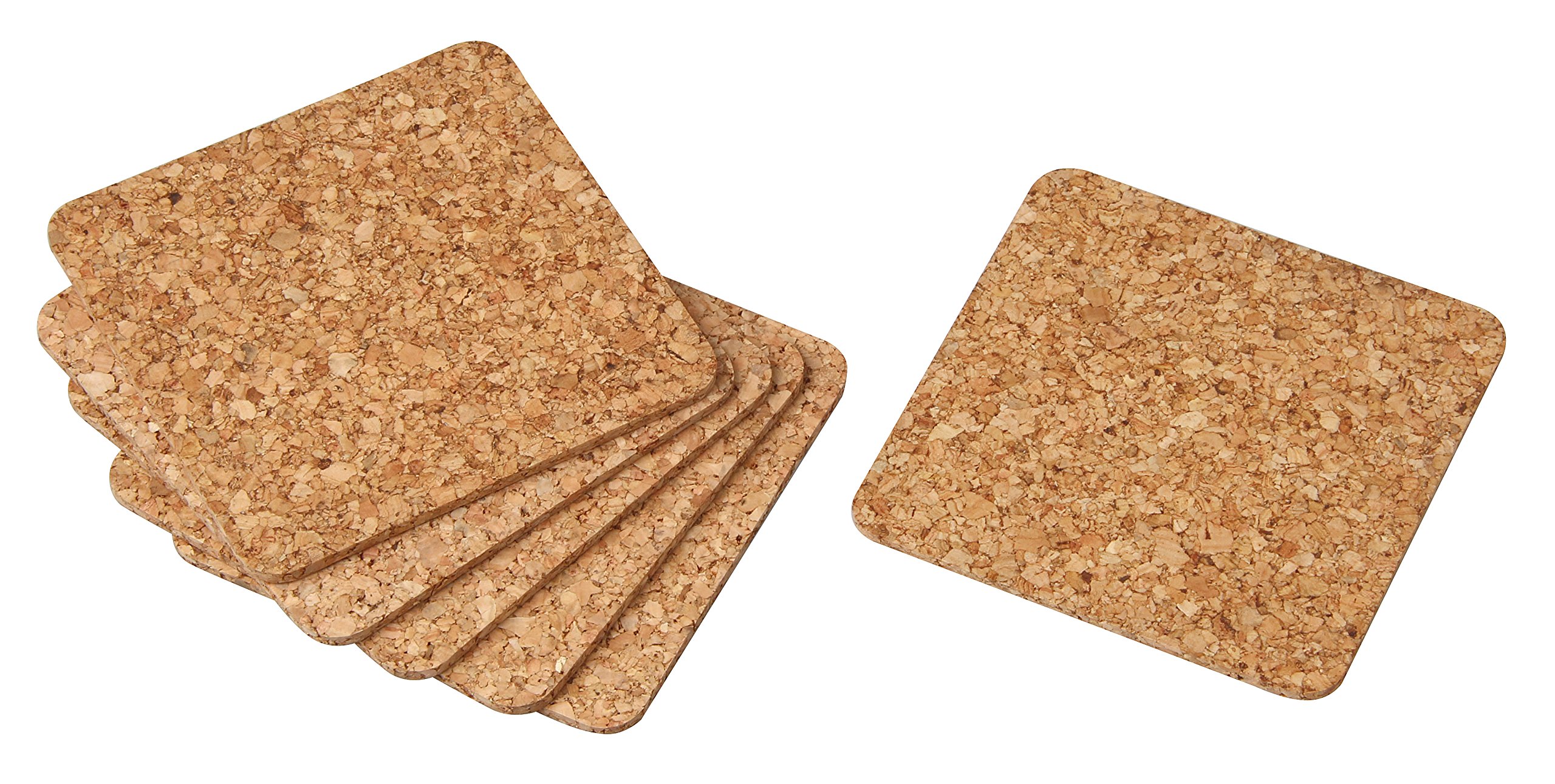 FACKELMANN Raclette Glass Coasters, Natural Cork Coasters, Water Resistant Table Coasters (Colour: Brown), Quantity: 6