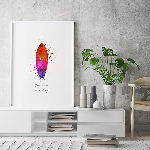 Aquarelle Impression De Planche De Surf Impressions Vives