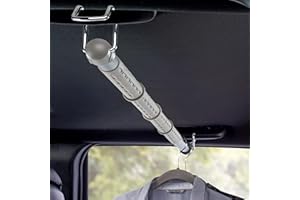 High Road Car Clothes Hanger Bar - Carbon Steel Telescoping Clothes Rod for Car, Truck or Van With Solid Metal Hooks - Fully Assembled Expandable Car Clothes Hanging Bar Adjusts Up To 60" Long