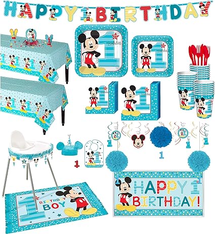 Amazon Com Party City 1st Birthday Mickey Mouse Deluxe Party Kit