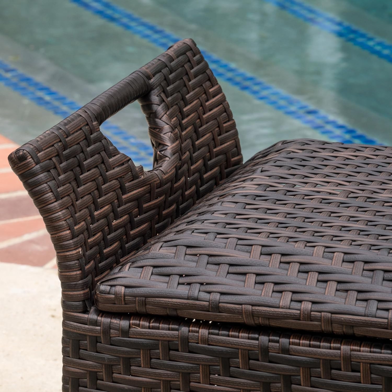 Ottomans Sun Inspired Storage Patio Table Ottoman Bench Wicker Coffee Table Footstool Natural Patio Lawn Garden