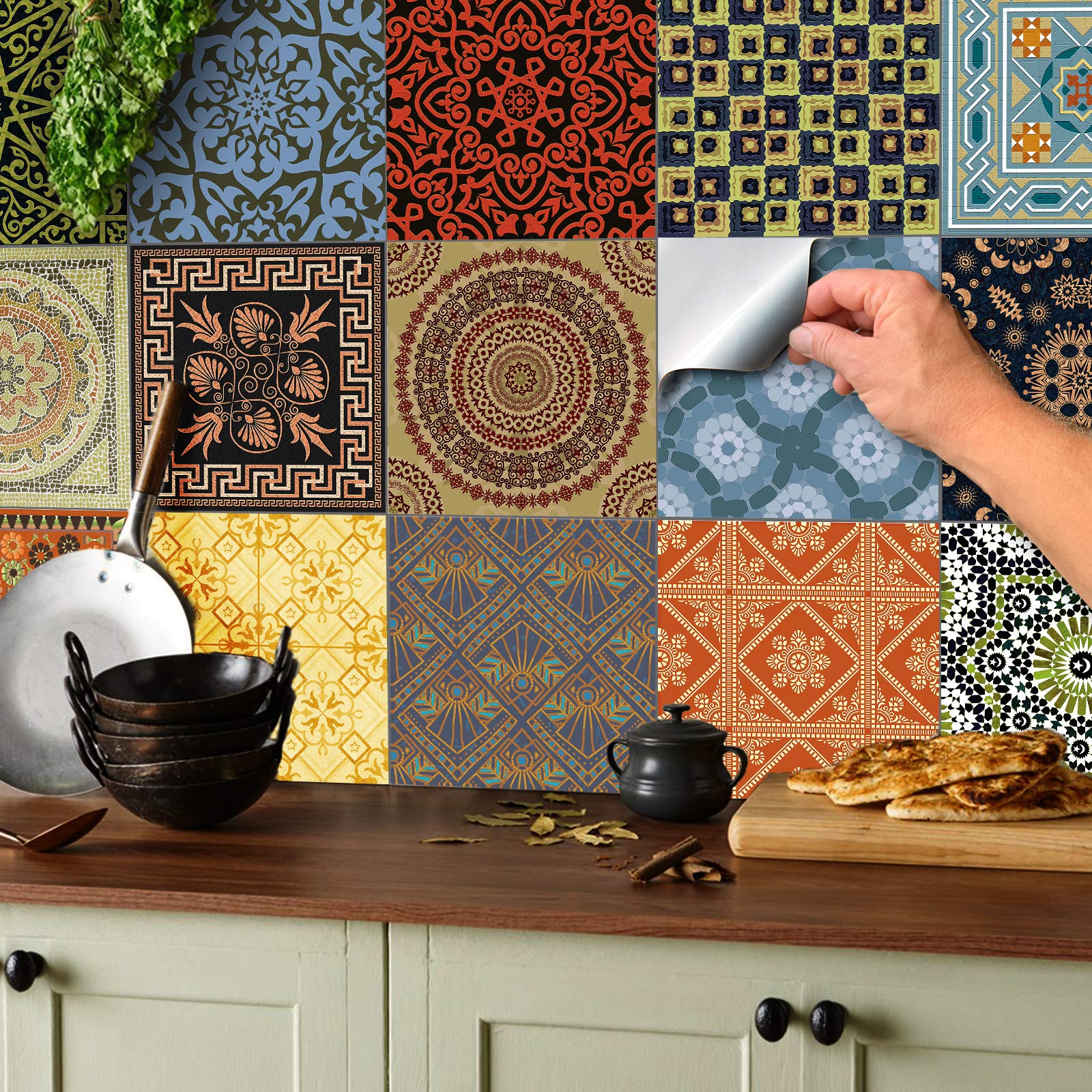 24pc Tile Stickers Bathroom Victorian Mosaic Style Tile Stickers Transfers Cover For 6x6 Inches 15x15cm Tile Kitchen Bathroom Stick On Wall Peel And Stick Tile Decals Buy Online In Aruba At Desertcart