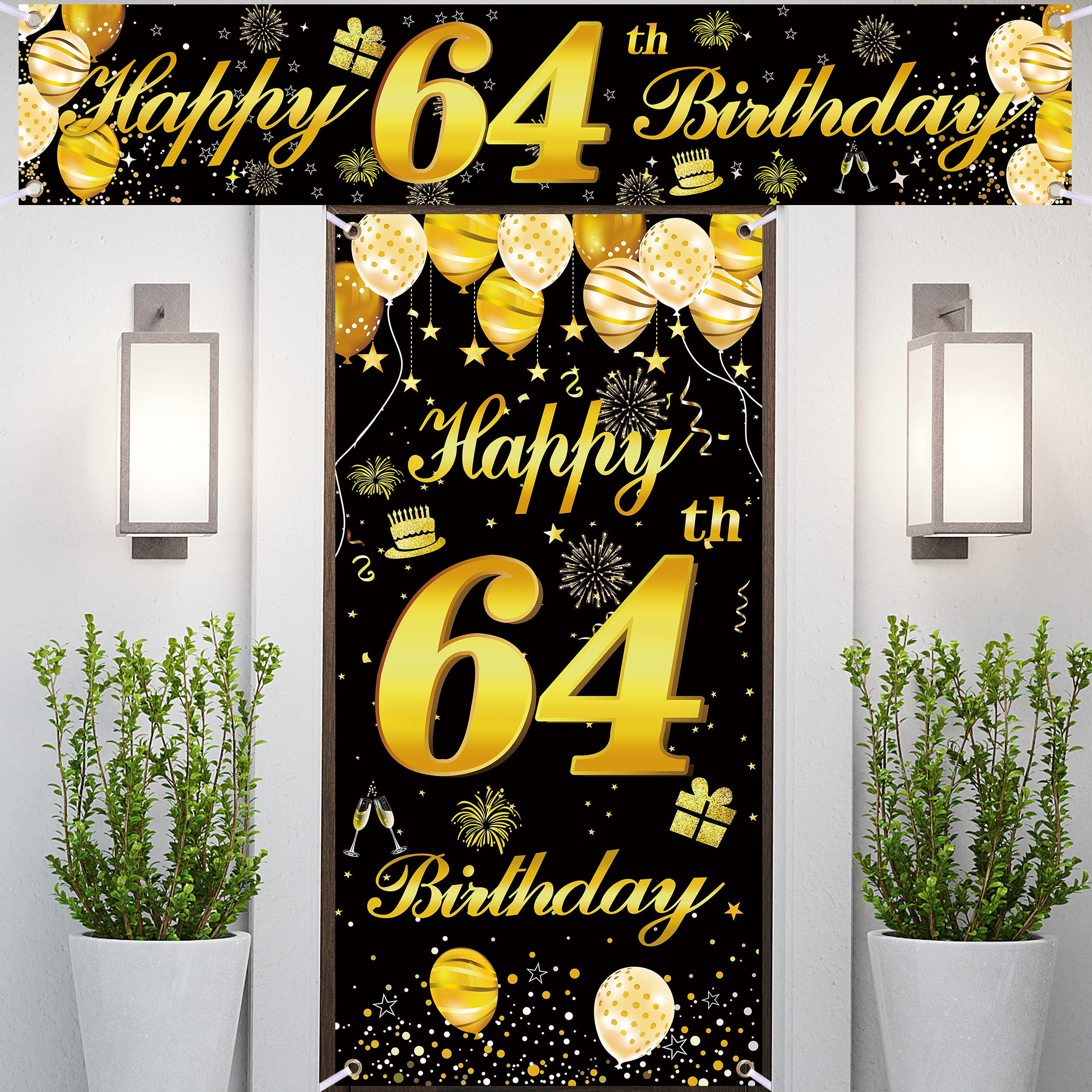 64th Happy Birthday Door Banner IMISI Birthday Decorations Birthday Backdrop Decorations for a Party