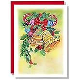 TUMYBee Jingle bells Christmas Card, Merry Xmas Greeting Card, Watercolor Artful Quilling Quilled Card for Holiday, Happy New Year, for Mom, Dad, Grandma, Friend, Boss, Co-worker (Ringbell)
