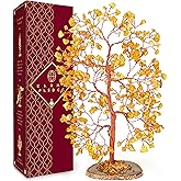KARMAPLEDGE Citrine Crystal Tree of Life, Healing Crystals and Stones Tree for Home and Office Desk Decoration, Positive Energy, Money, Good Luck, Handmade Feng Shui Spiritual Gifts for Women