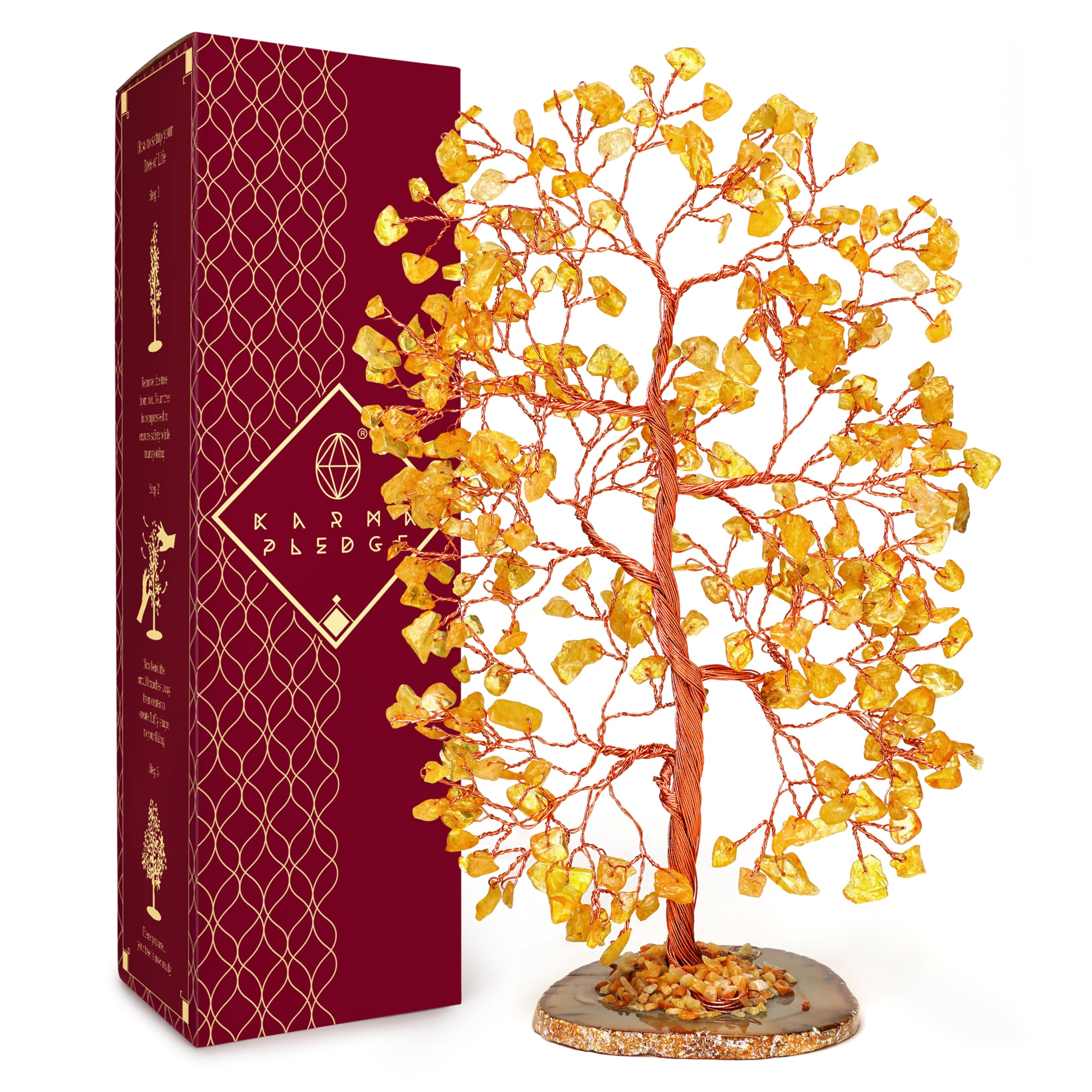 Photo 1 of KARMAPLEDGE Citrine Crystal Tree of Life, Healing Crystals and Stones Tree for Home and Office Desk Decoration, Positive Energy, Money, Good Luck, Handmade Feng Shui Spiritual Gifts for Women