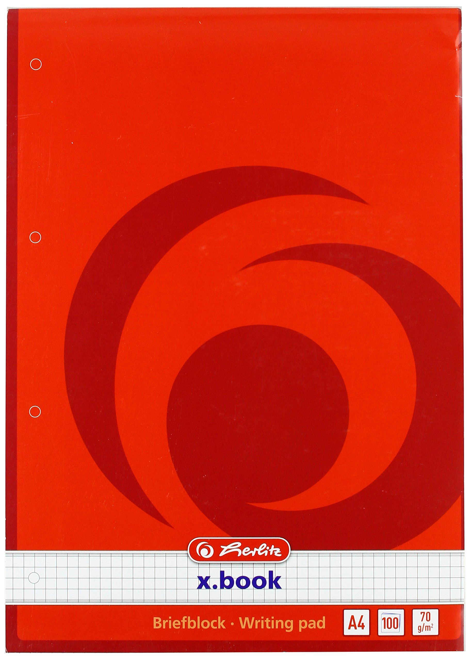 Herlitz 733436 Pad Quad Ruled/Perforated Writing Paper A4/100 Sheets 70 g/m²