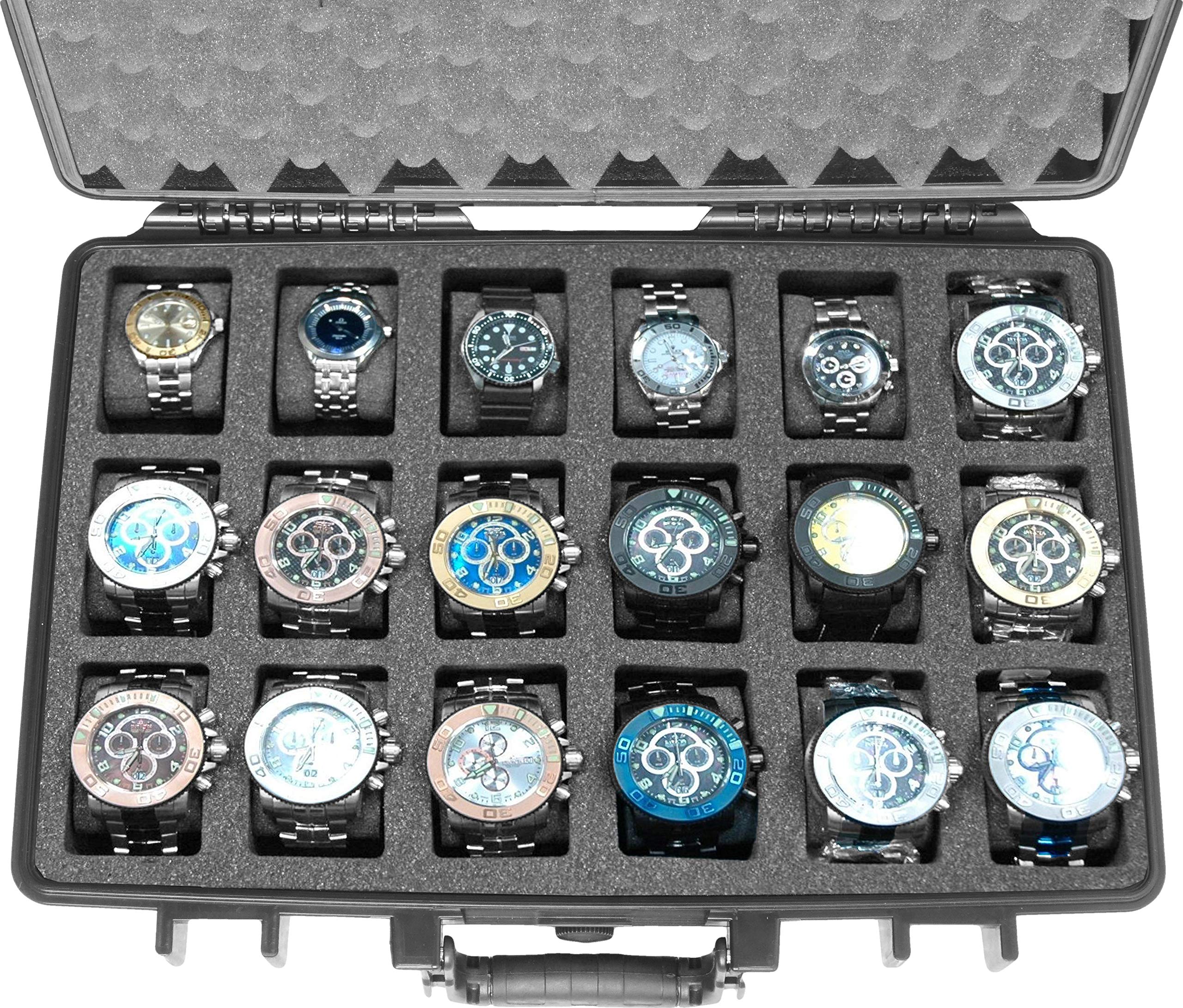 Case Club 18 Watch Carry Case - Organize & Protect Your Watch Collection in a Hard Shell, Heavy Duty, Waterproof, Travel & Storage Case - For Men's & Women's Watches of Various Sizes